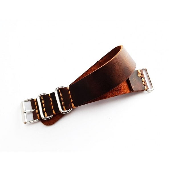 Eskitme Deri Nato Zulu Kordon El Yapımı Saat Kordonu Handmade Watch Strap Watch Band Crazy Leather