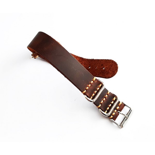 Eskitme Deri Nato Zulu Kordon El Yapımı Saat Kordonu Handmade Watch Strap Watch Band Crazy Leather