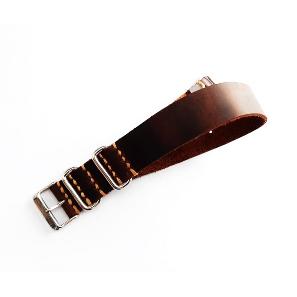 Eskitme Deri Nato Zulu Kordon El Yapımı Saat Kordonu Handmade Watch Strap Watch Band Crazy Leather