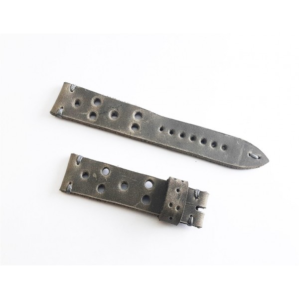 Eskitme Deri Kordon El Yapımı Saat Kordonu Handmade Watch Strap Watch Band Gray Racing Leather