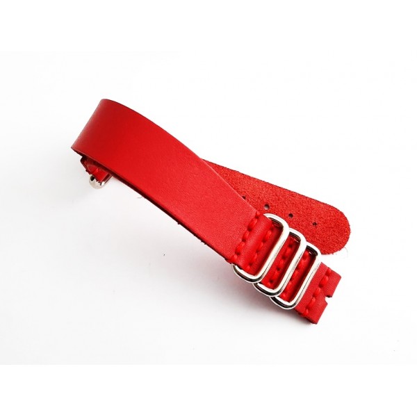 20mm Deri Nato Zulu Kordon El Yapımı Saat Kordonu Handmade Watch Strap Watch Band Red Leather New