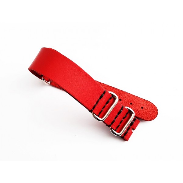 20mm Deri Nato Zulu Kordon El Yapımı Saat Kordonu Handmade Watch Strap Watch Band Red Leather New