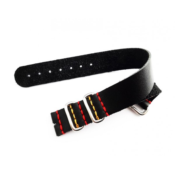 21mm Deri Nato Zulu Kordon El Yapımı Saat Kordonu Handmade Watch Strap Watch Band Black Leather New