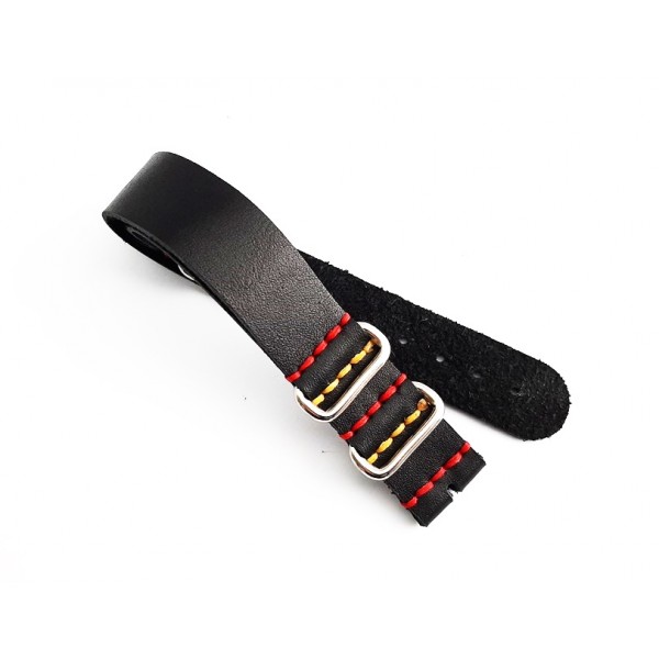 21mm Deri Nato Zulu Kordon El Yapımı Saat Kordonu Handmade Watch Strap Watch Band Black Leather New