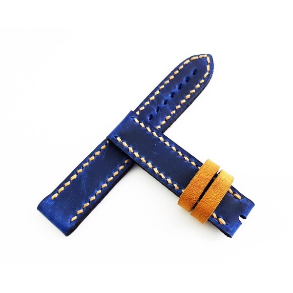 El Yapımı Deri Kordon Fenerbahçe Deri Kordon Handmade Watch Strap Watch Band Blue Crazy Leather New