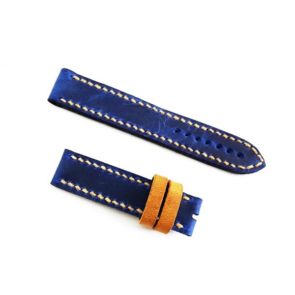 El Yapımı Deri Kordon Fenerbahçe Deri Kordon Handmade Watch Strap Watch Band Blue Crazy Leather New