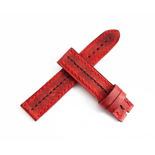 19mm El Yapımı Deri Kordon Handmade Watch Strap Watch Band Red Crazy Leather New