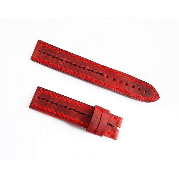 19mm El Yapımı Deri Kordon Handmade Watch Strap Watch Band Red Crazy Leather New