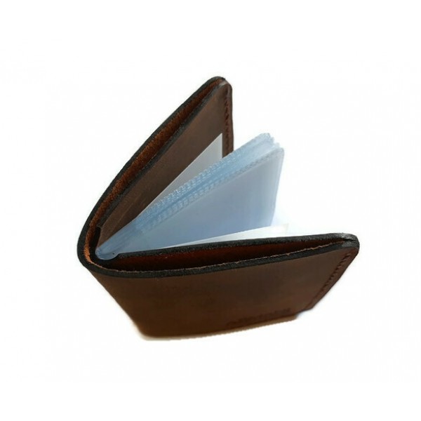 El Yapımı Deri Cüzdan Kartvizitlik Handmade Credit Card Wallet Brown