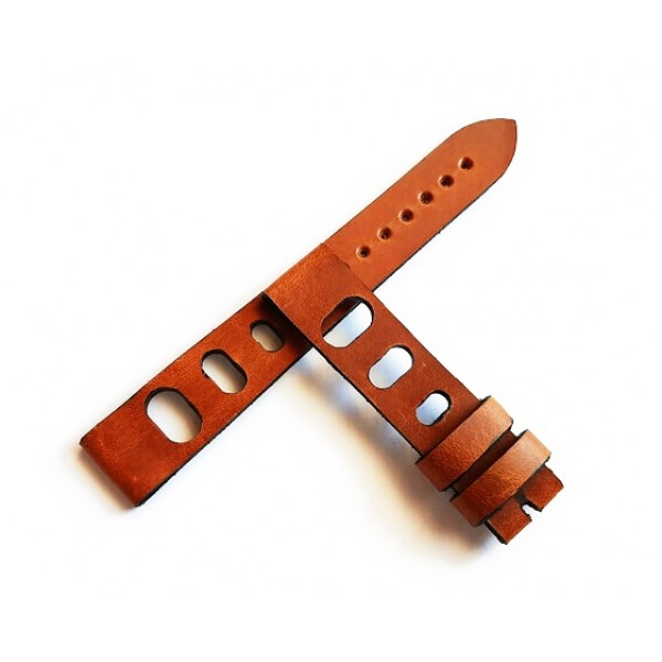 18mm El Yapımı Deri Kordon Diver Kordon Rally Kordon Taba Handmade Watch Strap Watch Band Brown