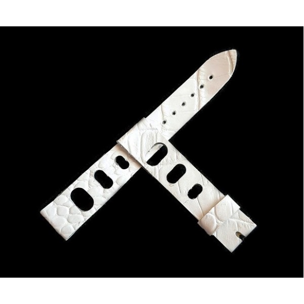 18mm Vintage Deri Kordon Krokodil Deri Handmade Crocodile White Watch Strap Watch Band