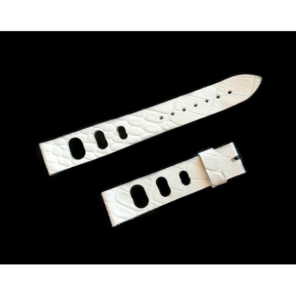 18mm Vintage Deri Kordon Krokodil Deri Handmade Crocodile White Watch Strap Watch Band