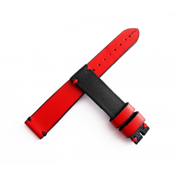 El Yapımı Deri Kordon Çift Renk Kırmızı Siyah Vidala Handmade Duble Color Watch Strap Watch Band Red And Black New