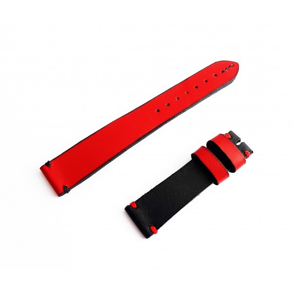 El Yapımı Deri Kordon Çift Renk Kırmızı Siyah Vidala Handmade Duble Color Watch Strap Watch Band Red And Black New