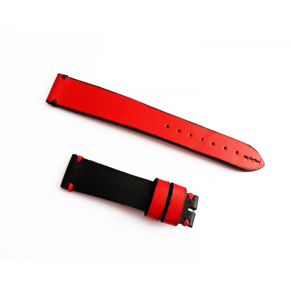 El Yapımı Deri Kordon Çift Renk Kırmızı Siyah Vidala Handmade Duble Color Watch Strap Watch Band Red And Black New