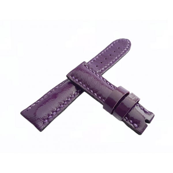 Mor Deri Kordon 20mm El Yapımı Deri Kordon Rugan Kordon Handmade Watch Strap Watch Band Purple