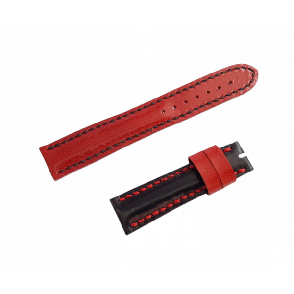 El Yapımı Deri Kordon Çift Renk Handmade Watch Strap Watch Band Black Red Leather New