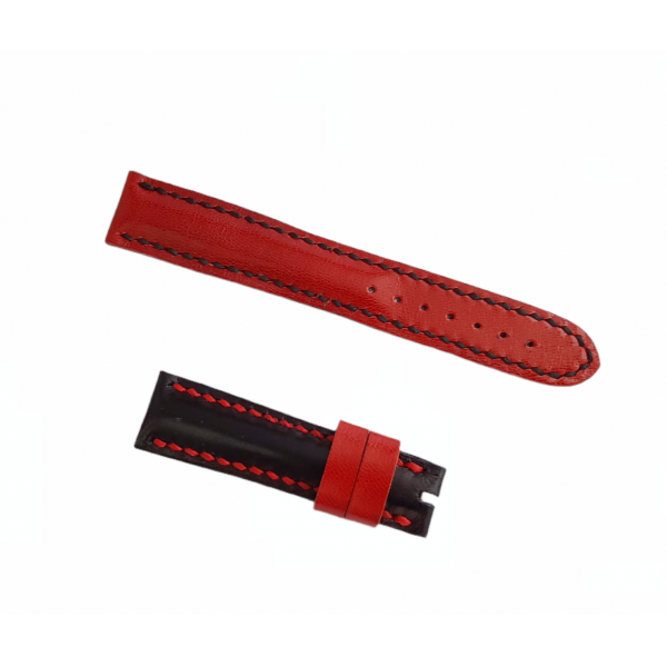 El Yapımı Deri Kordon Çift Renk Handmade Watch Strap Watch Band Black Red Leather New