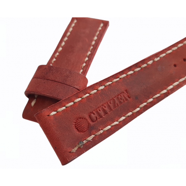 Citizen Eco-Drive Kordon 22mm Citizen Kordon Handmade Citizen Watch Strap Leather Red Color