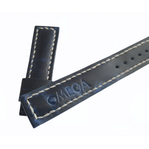 20mm Omega Kordon El Yapımı Deri Kordon Handmade Omega Watch Strap Watch Band Navy Blue