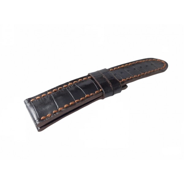 Krokodil Deri Kordon El Yapımı Deri Kordon Handmade Crocodilla Watch Strap Black New