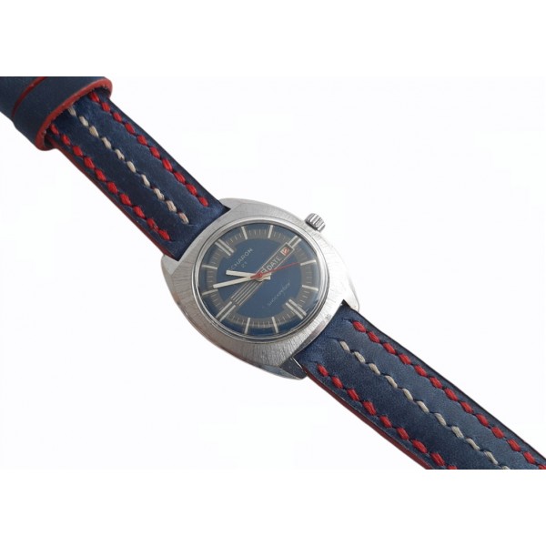 Deri Kordon El Yapımı Saat Kordonu Şerit Dikişli Handmade Watch Strap Watch Band Navy Blue Leather New