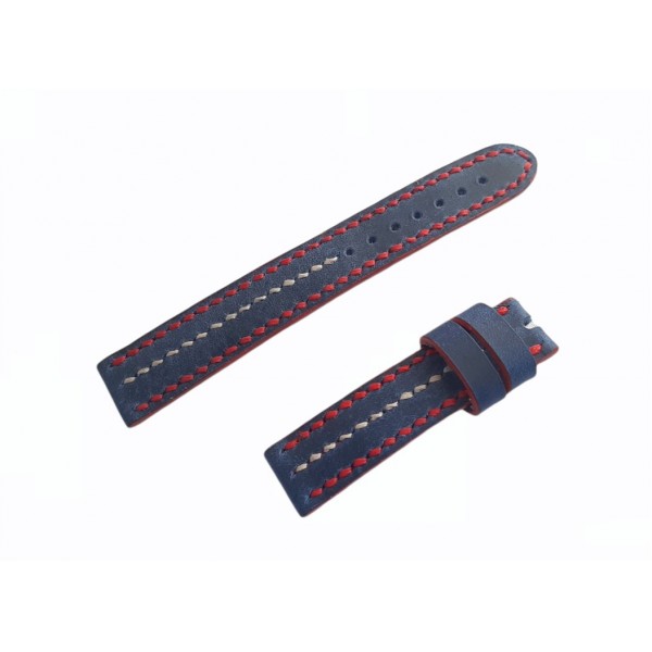 Deri Kordon El Yapımı Saat Kordonu Şerit Dikişli Handmade Watch Strap Watch Band Navy Blue Leather New