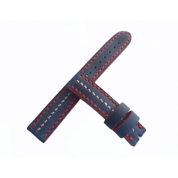 Deri Kordon El Yapımı Saat Kordonu Şerit Dikişli Handmade Watch Strap Watch Band Navy Blue Leather New