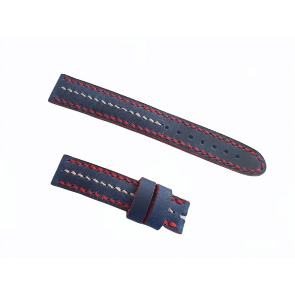 Deri Kordon El Yapımı Saat Kordonu Şerit Dikişli Handmade Watch Strap Watch Band Navy Blue Leather New