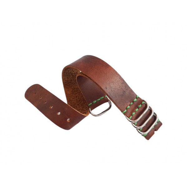 18mm Nato Kordon Zulu Kordon Deri Kordon Kahve Dikişli Handmade Nato Watch Strap Watch Band Brown Leather