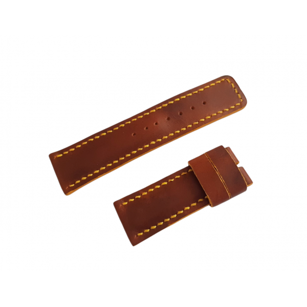 27 mm Deri Kordon El Yapımı Deri Kordon Handmade Watch Strap Brown Leather