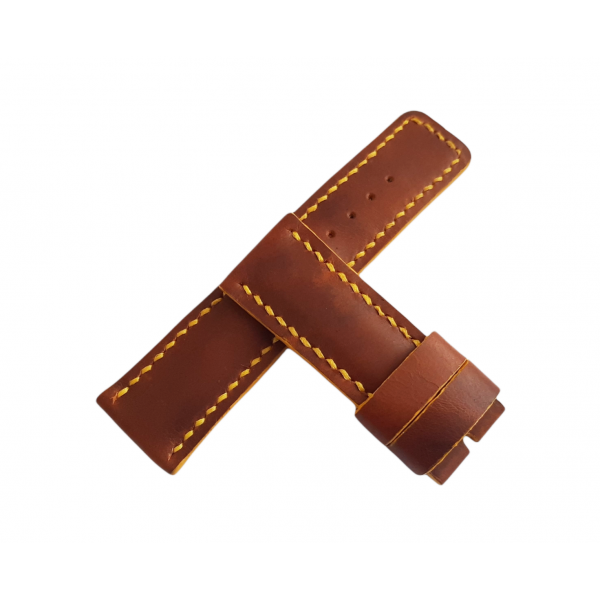 27 mm Deri Kordon El Yapımı Deri Kordon Handmade Watch Strap Brown Leather