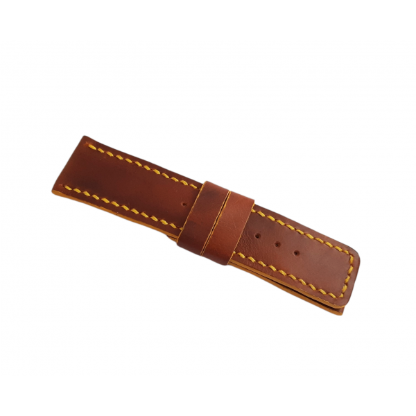 27 mm Deri Kordon El Yapımı Deri Kordon Handmade Watch Strap Brown Leather