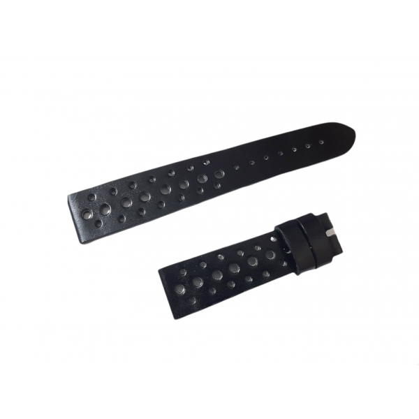 Racing Kordon 20mm El Yapımı Saat Kordonu 20mm Handmade Racing Watch Strap Watch Band Black Leather