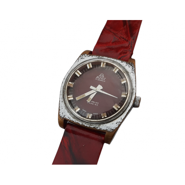 Vintage Rigi Saat Kurmalı Kol Saati Old Mechanic Watch Red Dial Handmade Watch Strap