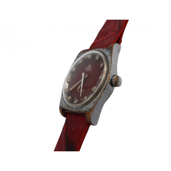 Vintage Rigi Saat Kurmalı Kol Saati Old Mechanic Watch Red Dial Handmade Watch Strap