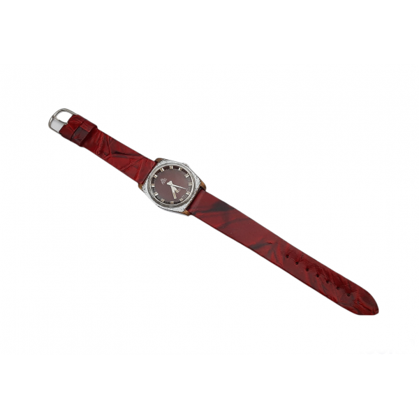 Vintage Rigi Saat Kurmalı Kol Saati Old Mechanic Watch Red Dial Handmade Watch Strap