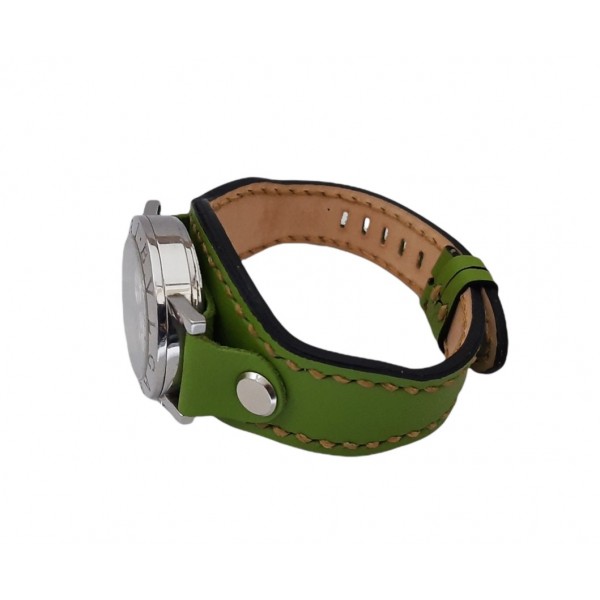 Bileklik Tarz Saat Kordonu Özel Tasarım Saat Kordonu Kişiye Özel Saat Kordonu Handmade Military Watch Strap Green Leather