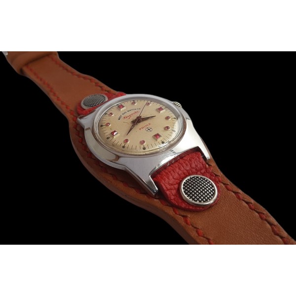 West End Watch Co Saat Vintage Kol Saati Old Vintage Watch Red Stones Made in Usa