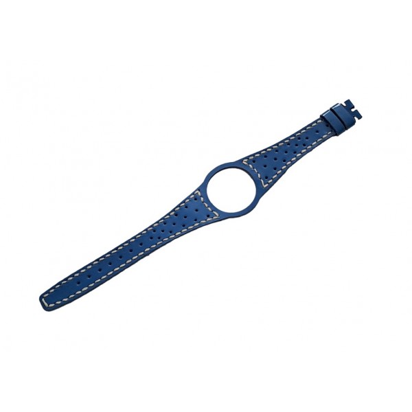 Omega Dynamic Kordon Omega Geneve Saat Kordonu Hakiki Deri Kordon Omega Dynamic Watch Strap Leather Blue White Stitch