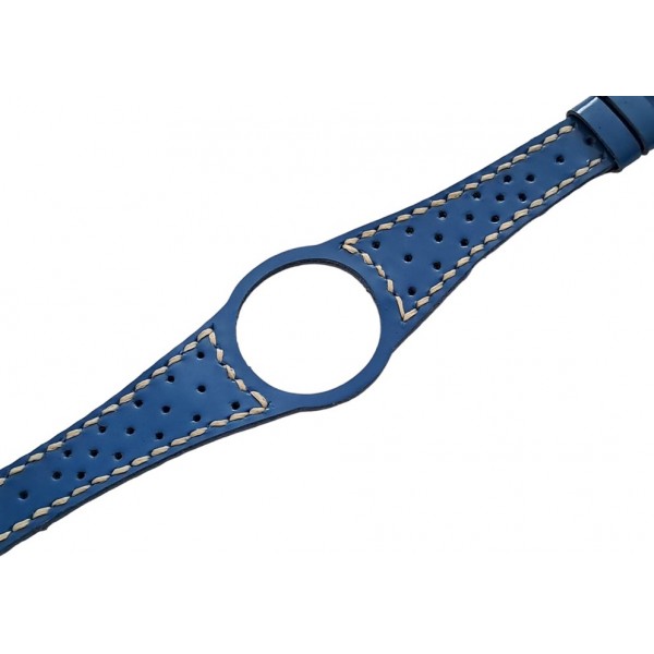 Omega Dynamic Kordon Omega Geneve Saat Kordonu Hakiki Deri Kordon Omega Dynamic Watch Strap Leather Blue White Stitch