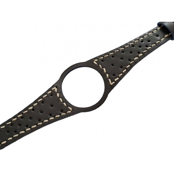 Omega Dynamic Kordon Omega Geneve Saat Kordonu Hakiki Deri Kordon Omega Dynamic Watch Strap Leather Black White Stitch