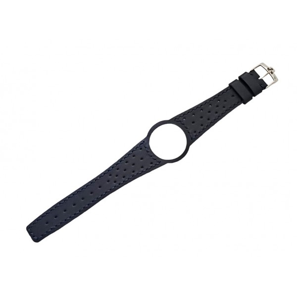 Omega Dynamic Kordon 18mm Omega Geneve Saat Kordonu Hakiki Deri Kordon Omega Dynamic Watch Strap Leather Blue White Stitch