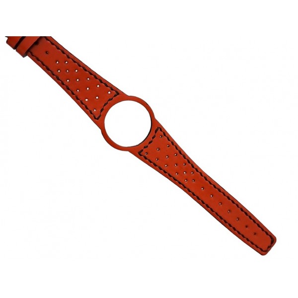 Omega Dynamic Kordon 18mm Omega Geneve Saat Kordonu Hakiki Deri Kordon Omega Dynamic Watch Strap Leather Orange Black Stitch