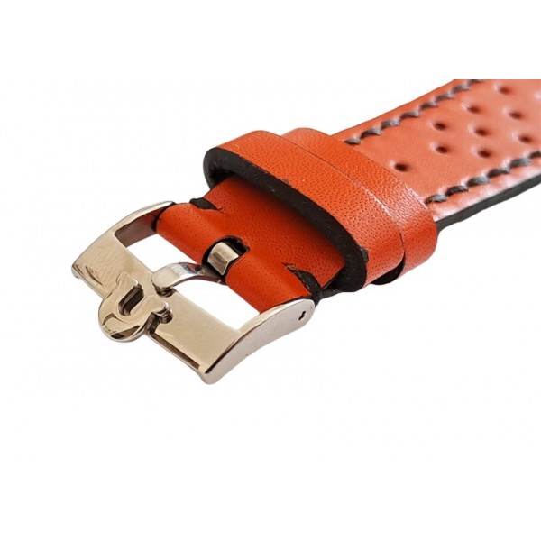 Omega Dynamic Kordon 18mm Omega Geneve Saat Kordonu Hakiki Deri Kordon Omega Dynamic Watch Strap Leather Orange Black Stitch