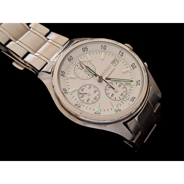 Seiko Saat Seiko Krono Kol Saati Vintage Seiko Chronograph Mens Quartz Watch 7t92-0CC0 