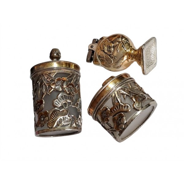 Eskilerden Harika Bir Set Çakmak Küllük Şekerlik Vintage Table Lighter Ashtray Sugar Bowl