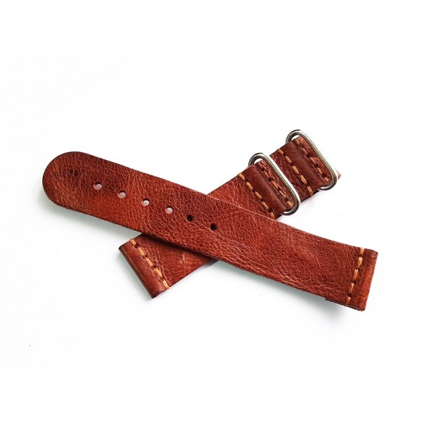 20mm Nato Kahverengi Deri Parça Nato Saat Kordonu Kayışı Hand Made Nato Watch Strap