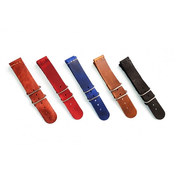 16mm 18mm 20mm 22mm 24mm Nato Mavi Deri Parça Nato Saat Kordonu Kayışı Hand Made Watch Strap