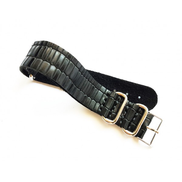 20mm Rugan Tarz Deri Nato Nato Zulu Kordon Saat Kayışı Siyah Nato Watch Strap Zulu Strap